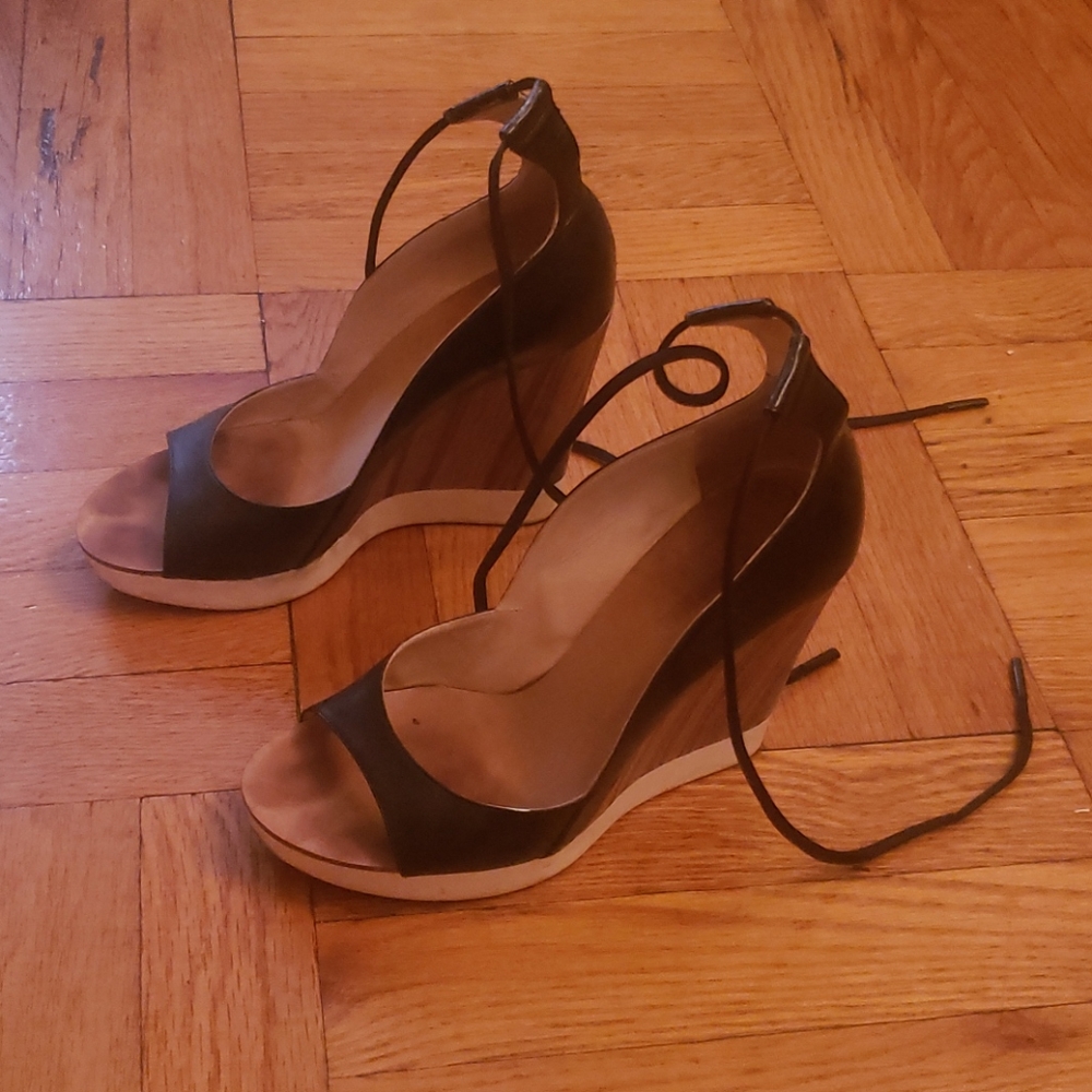 Jil Sander lace up wedges slightly worn.